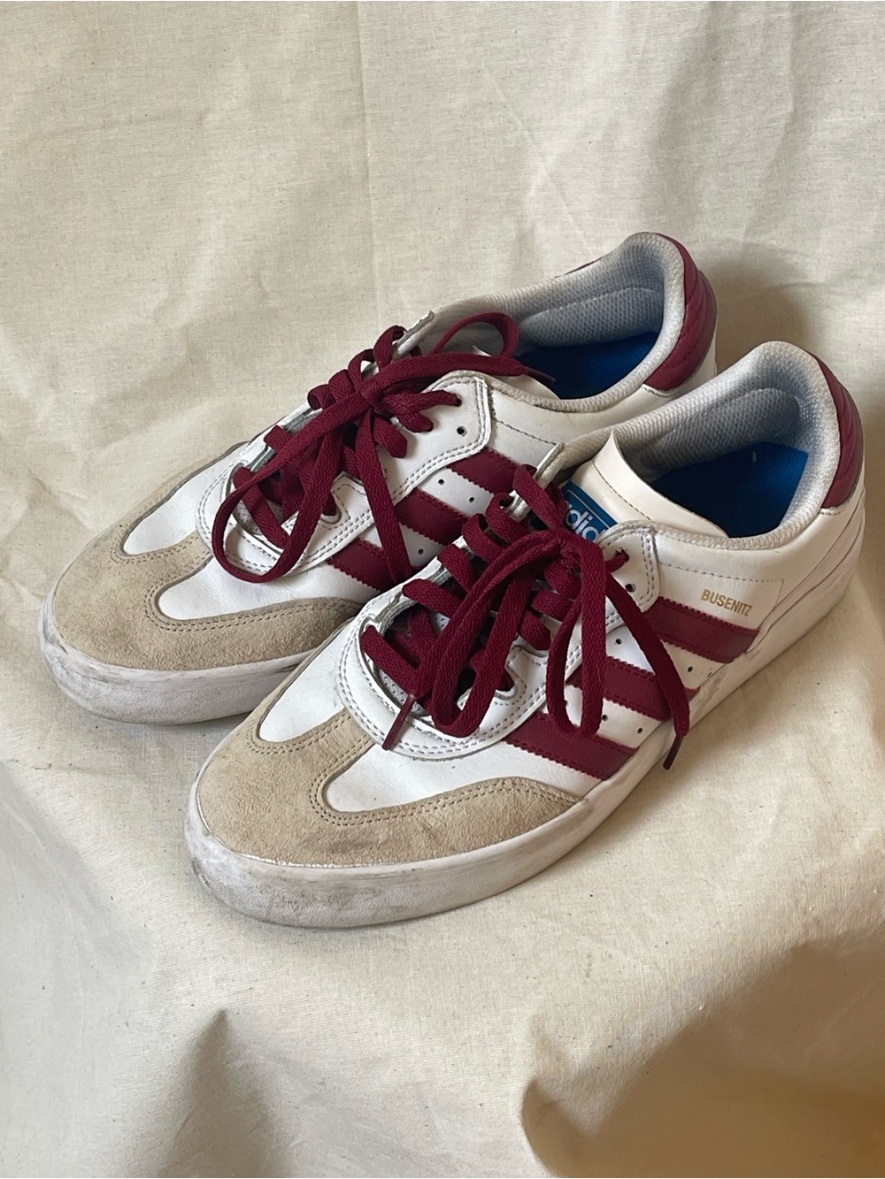 adidas Busenitz White & Burgundy Skate Sneakers